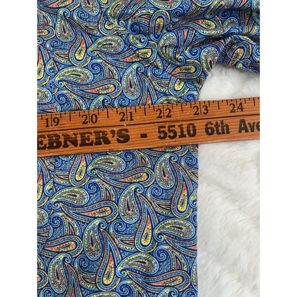 Alan Flusser Shirt Men's (M) Orange Blue Paisley Button Down Long Sleeve - Picture 4 of 6